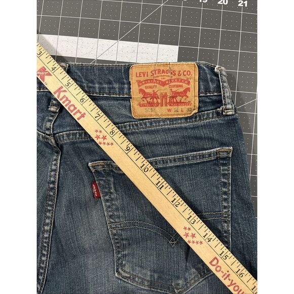Levi's 505 Regular Fit Jeans Mens 31x32 Blue Fade‎ 98/2 Stretch Denim Distress - Picture 1 of 8